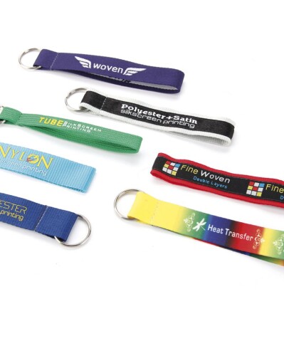 Ribbon mini-lanyard keyrings
